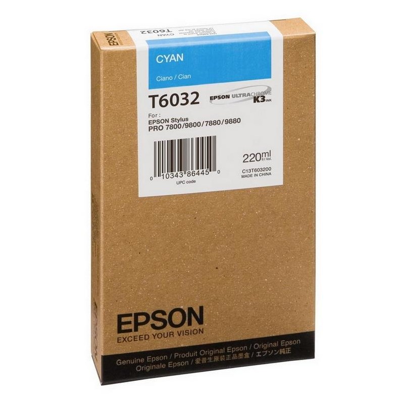 Epson inkoustová náplň/ C13T603200/ StylusPro7800/ 7880/ 9800/ 9880/ azurová/ 220ml