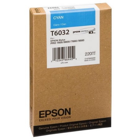 Epson inkoustová náplň/ C13T603200/ StylusPro7800/ 7880/ 9800/ 9880/ azurová/ 220ml
