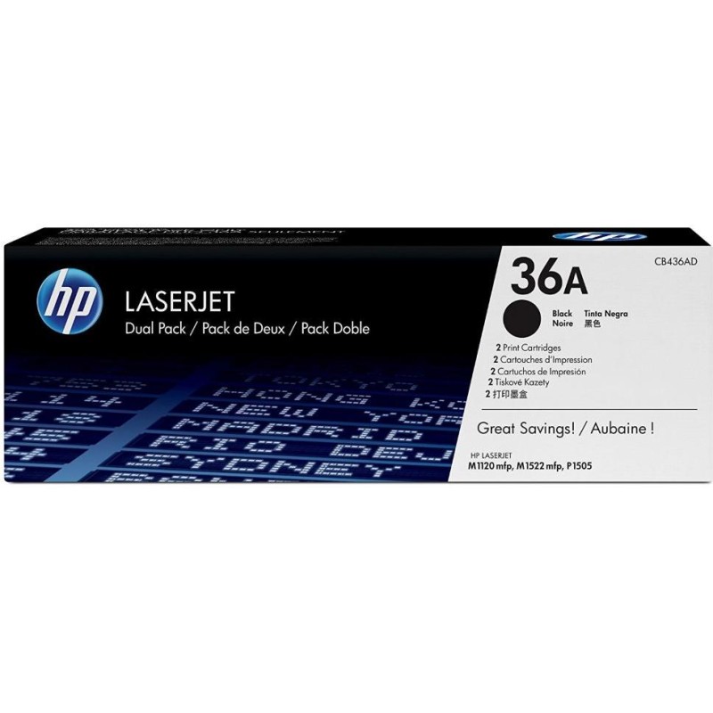 HP černý toner pro LJ P1505, aQ 2000 str. CB436AD 2pack originál