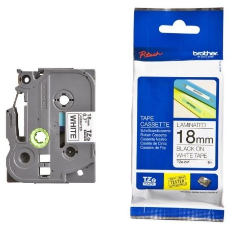 BROTHER laminovaná páska TZE-241/ bílá-černá/ 18mm