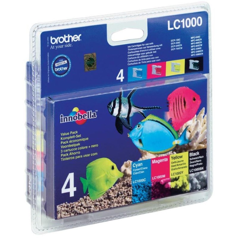 BROTHER inkoustová náplň LC-1000 VALBP/ multipack/ Černá + tři barvy