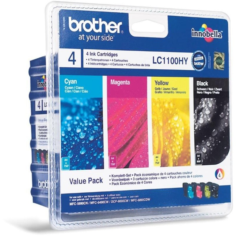 BROTHER inkoustová náplň LC-1100HY VALBP/ multipack/ Černá + tři barvy