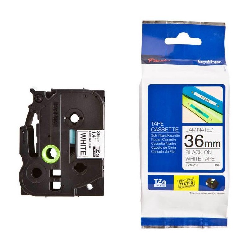 BROTHER laminovaná páska TZE-261/ bílá-černá/ 36mm