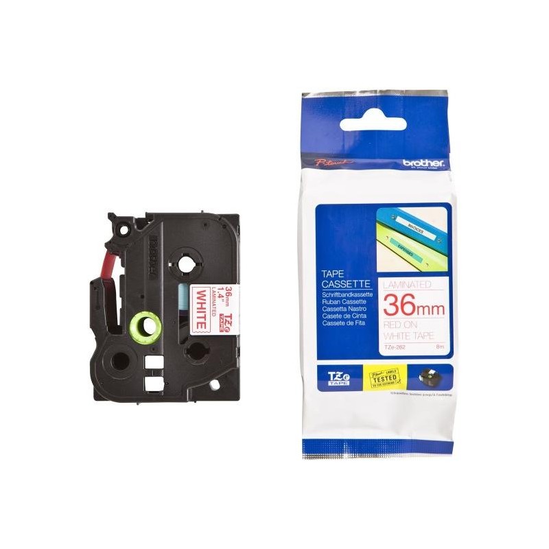 BROTHER laminovaná páska TZE-262/ bílá-červená/ 36mm