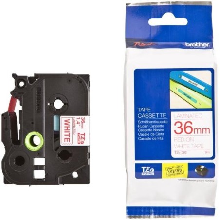 BROTHER laminovaná páska TZE-262/ bílá-červená/ 36mm