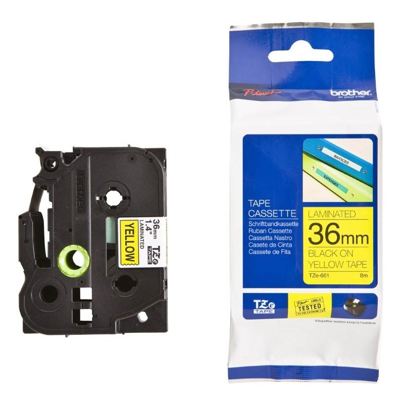 BROTHER laminovaná páska TZ-661/ žlutá-černá/ 36mm