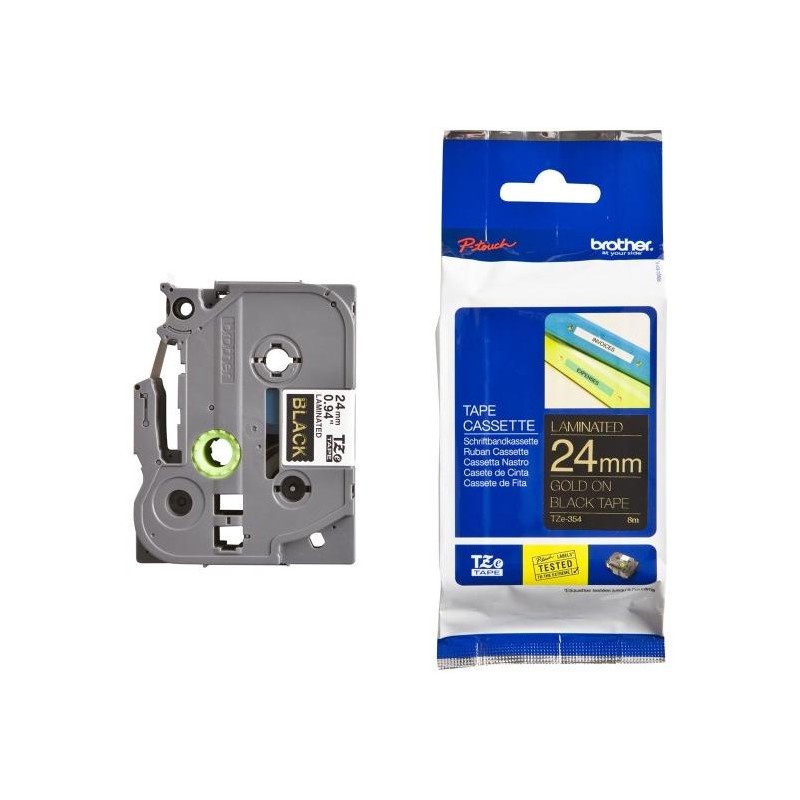 BROTHER laminovaná páska TZE-354/ černá-zlatá/ 24mm