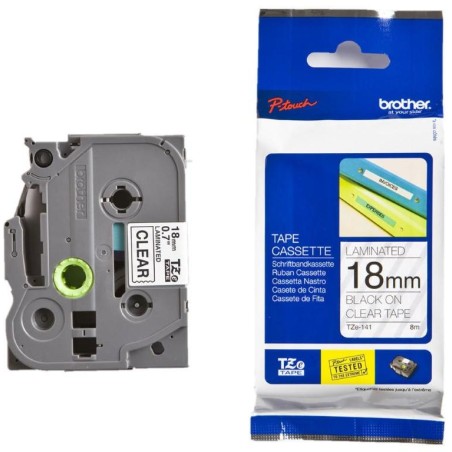 BROTHER laminovaná páska TZE-141/ průsvitná-černá/ 18mm