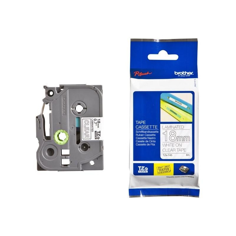 BROTHER laminovaná páska TZE-145/ průsvitná-bílá/ 18mm