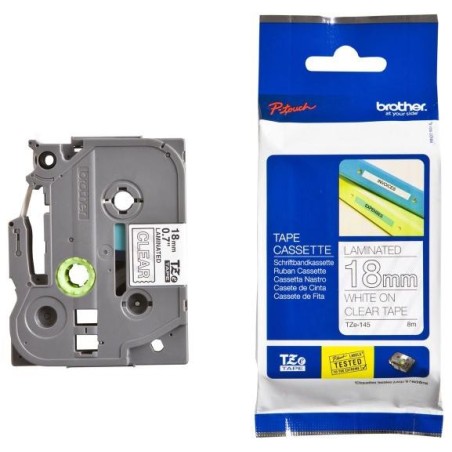 BROTHER laminovaná páska TZE-145/ průsvitná-bílá/ 18mm