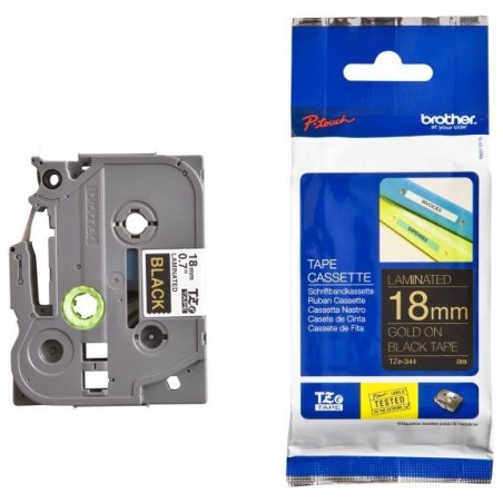 BROTHER laminovaná páska TZE-344/ černá-zlatá/ 18mm