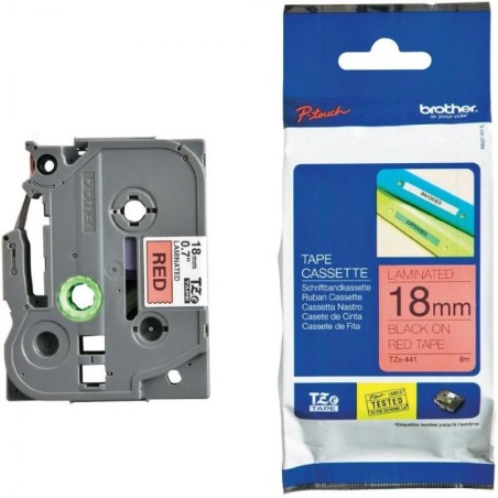 BROTHER laminovaná páska TZE-441/ červená-černá/ 18mm