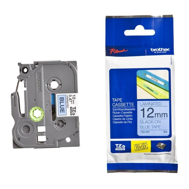 BROTHER laminovaná páska TZE-531/ modrá-černá/ 12mm