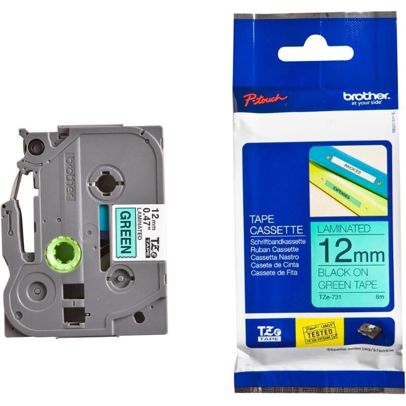 BROTHER laminovaná páska TZE-731/ zelená-černá/ 12mm