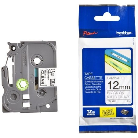 BROTHER laminovaná páska TZE-M31/ průsvitná-matná/černá/ 12mm
