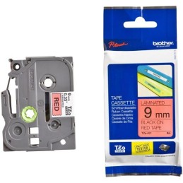 BROTHER laminovaná páska TZE-421/ červená-černá/ 9mm