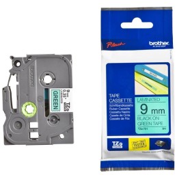 BROTHER laminovaná páska TZE-721/ zelená-černá/ 9mm