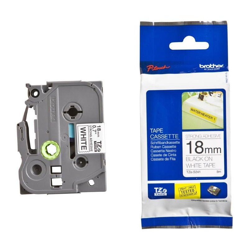 BROTHER extrémně přilnavá páska TZE-S241/ bílá-černá/ 18mm