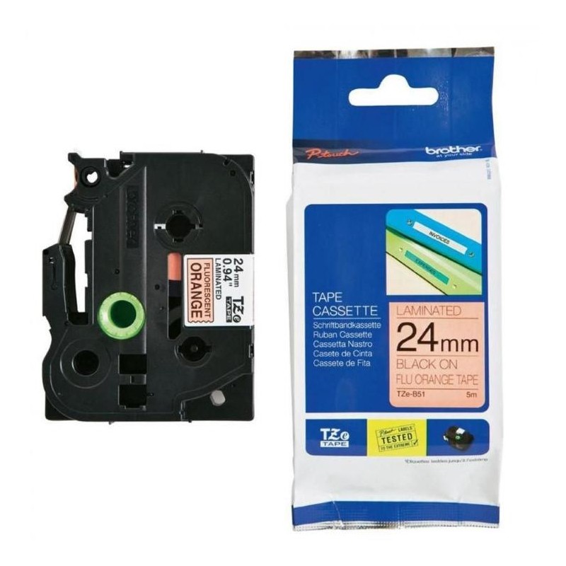 BROTHER signální páska TZE-B51/ oranžová-černá/ 24mm