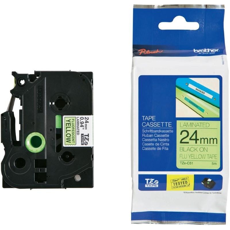 BROTHER signální páska TZE-C51/ žlutá-černá/ 24mm