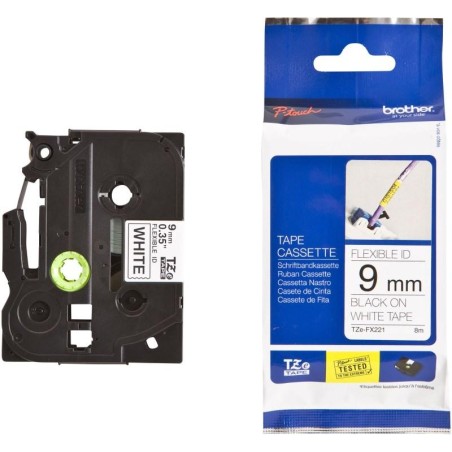 BROTHER flexibilní páska TZE-FX221/ bílá-černá/ 9mm