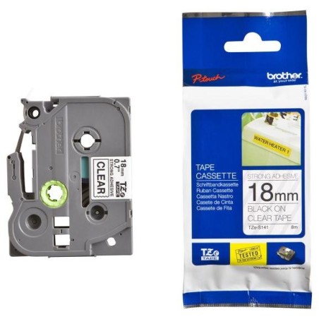 BROTHER extrémně přilnavá páska TZE-S141/ průsvitná-černá/ 18mm