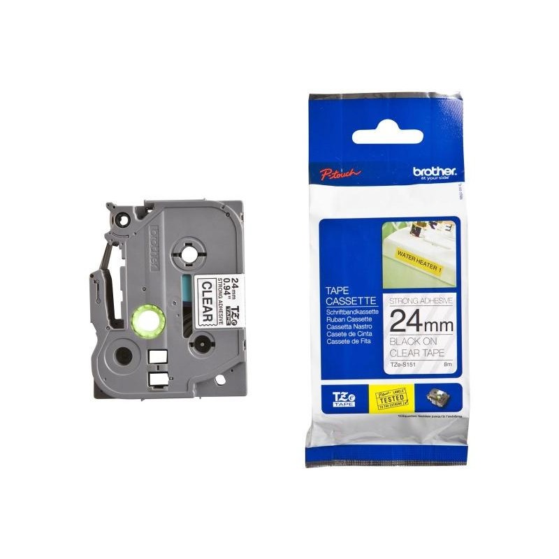 BROTHER extrémně přilnavá páska TZE-S151/ průsvitná-černá/ 24mm