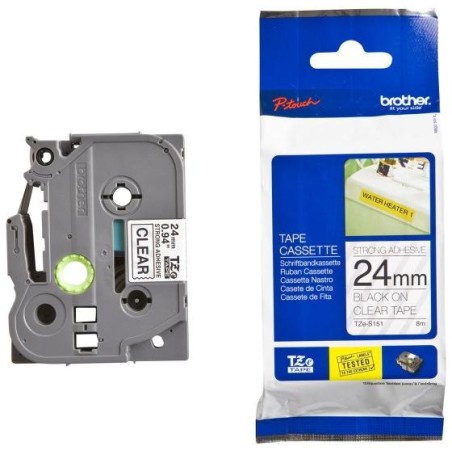BROTHER extrémně přilnavá páska TZE-S151/ průsvitná-černá/ 24mm