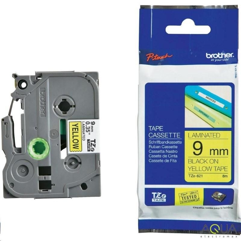 BROTHER extrémně přilnavá páska TZE-S621/ žlutá-černá/ 9mm
