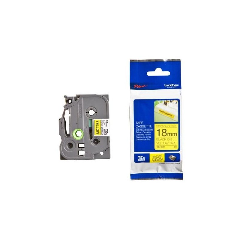 BROTHER extrémně přilnavá páska TZE-S641/ žlutá-černá/ 18mm