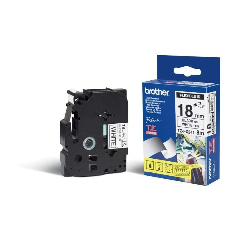 BROTHER flexibilní páska TZEFX241/ bílá-černá/ 18mm