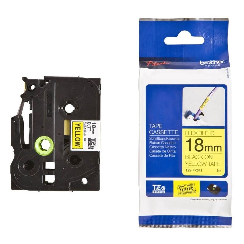 BROTHER flexibilní páska TZE-FX641 / žlutá-černá/ 18mm
