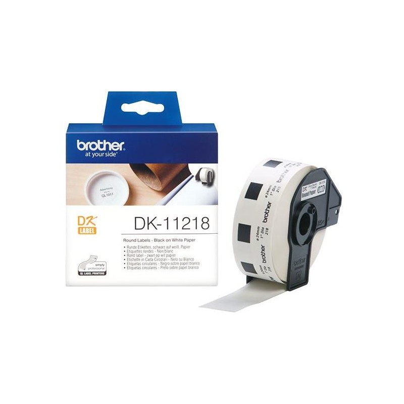 BROTHER papírové štítky DK-11218/ QL/ kulaté/ 1000ks/ průměr 24 mm