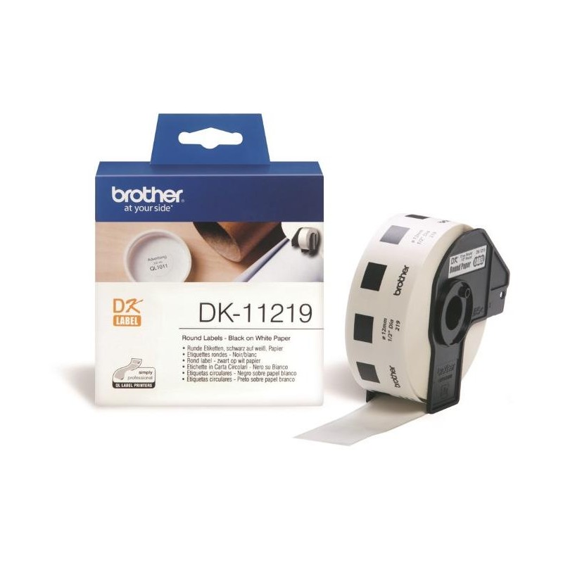 BROTHER papírové štítky DK-11219/ QL/ kulaté/ 1200ks/ průměr 12mm