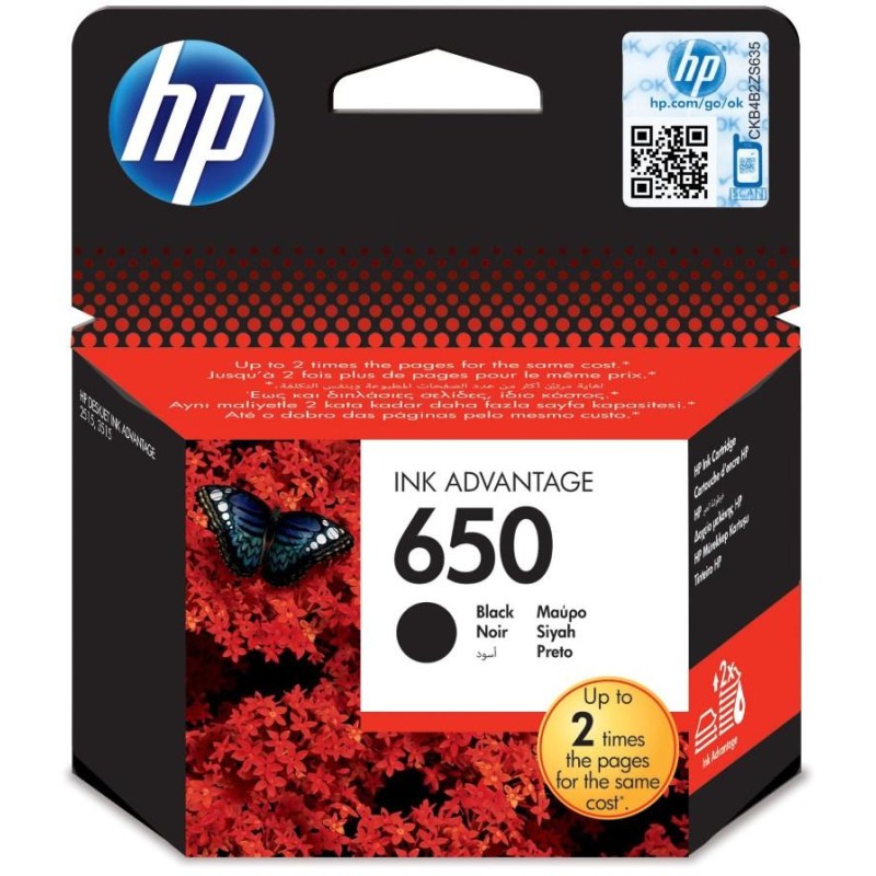 HP inkoustová kazeta 650 černá CZ101AE originál