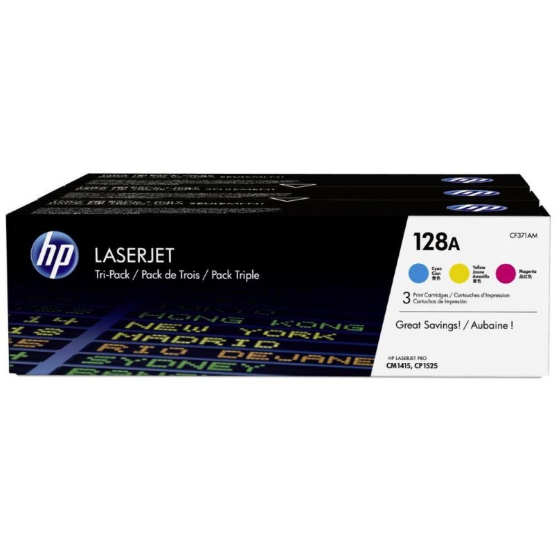 HP (128A) CMY 3-pack LJ Toner Cart, 3 x 1 300 str, CF371AM originál