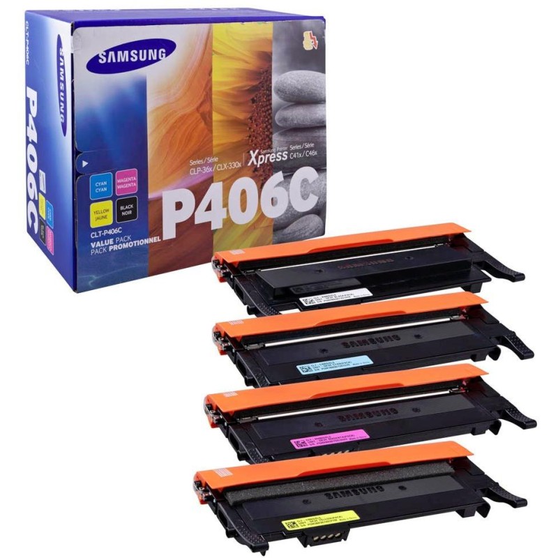 HP - Samsung toner CMYK sada CLT-P406C pro CLP-360/365/CLX-3300/3305/C410/C460 - 1500/1000 str.
