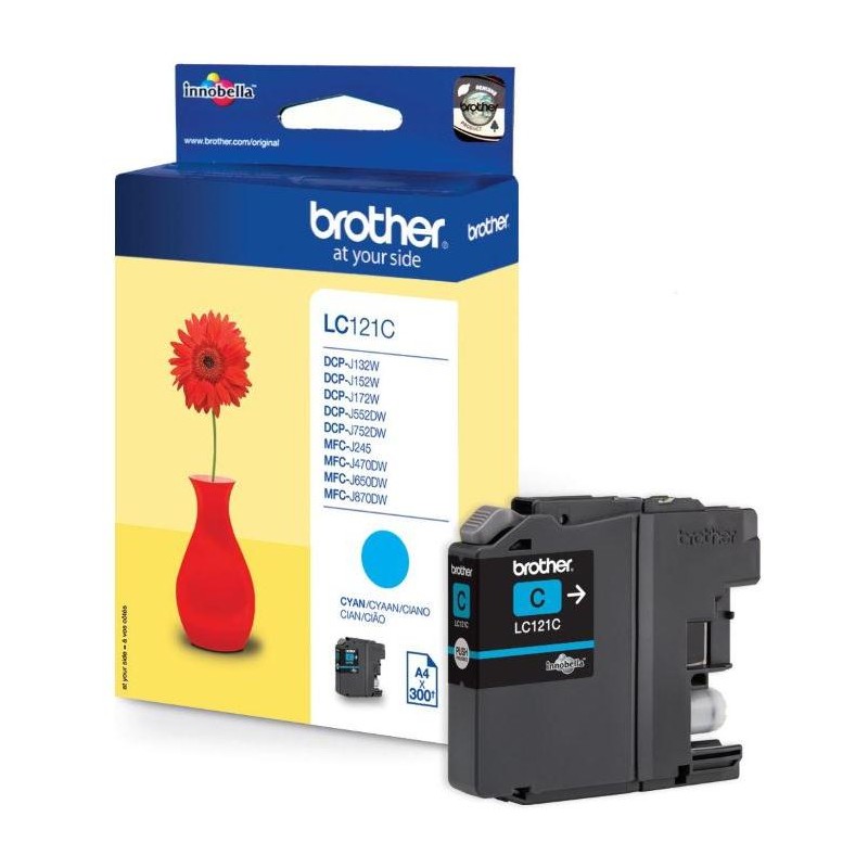 BROTHER inkoustová náplň LC-121C/ Azurová/ 300 stran