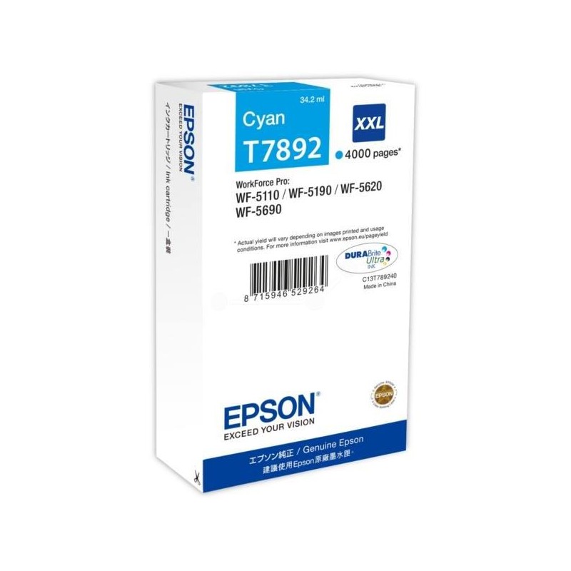 Epson inkoustová náplň/ C13T789240/ WF-5620/ WF-5690/ XXL/ azurová