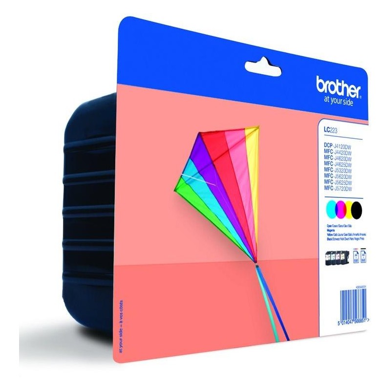 BROTHER inkoustová náplň LC-223VALBP/ multipack/ Černá + tři barvy/ 4x 550 stran