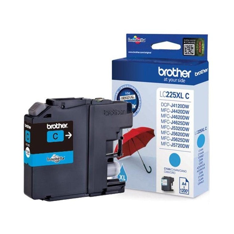 BROTHER inkoustová náplň LC-225XLC/ Azurová / 1200 stran