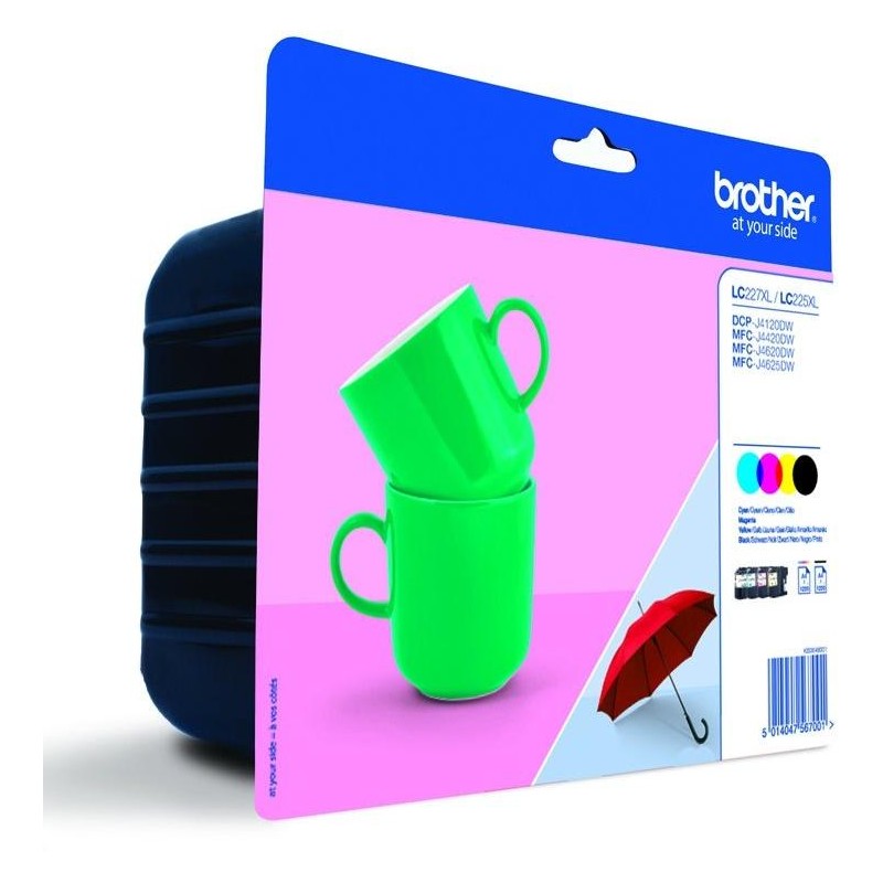BROTHER inkoustová náplň LC-227XLVALBP/ multipack/ Černa + tři barvy/ 4x 1200 stran