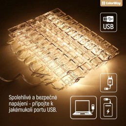 COLORWAY LED fotokolíčky / 40 LED / délka 4,2 m / teplá bílá/ napájení USB