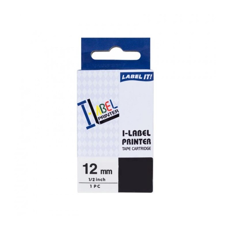 PRINTLINE kompatibilní páska s Casio XR-12BU1 12mm, 8m, černý tisk/modrý podklad