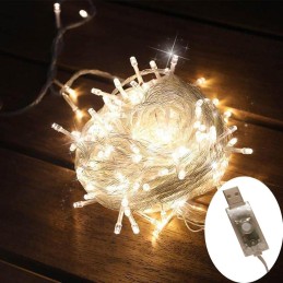 COLORWAY LED řetěz/ vnitřní / 100 LED / délka 10m / teplá bílá/ 8 funkcí/ napájení USB