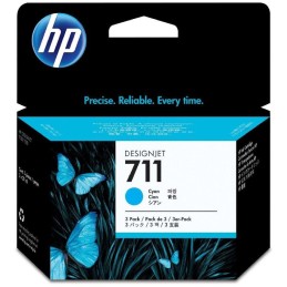 HP inkoustová kazeta 711 azurová CZ134A originál 3-pack