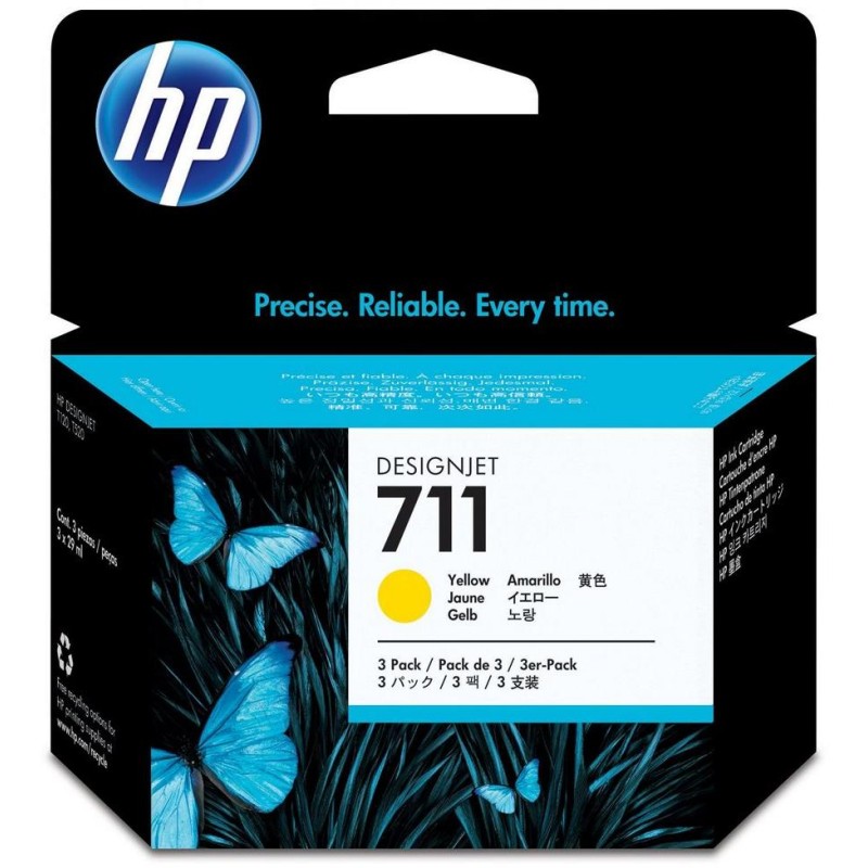 HP inkoustová kazeta 711 žlutá CZ136A originál 3-pack