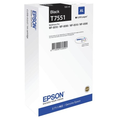 Epson inkoustová náplň/ C13T755140/ WF-8090/ 8590/ 5 000 stran/ XL Černá