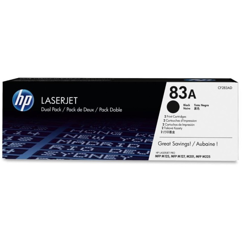 HP tisková kazeta 83A černá originál, CF283AD dual pack