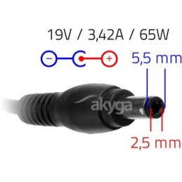 TRX Akyga 65W napájecí adaptér/ nabíječka/  Asus/ HP/ Toshiba/ 19V/ 3.42A/ 5.5x2.5mm konektor/ neoriginální
